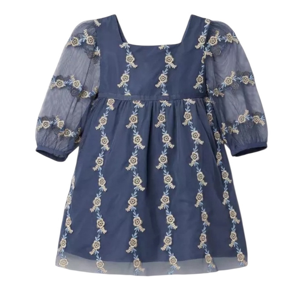 JANIE AND JACK Floral Embroidered Sheer Sleeve SPECIAL OCCASION Dress 12